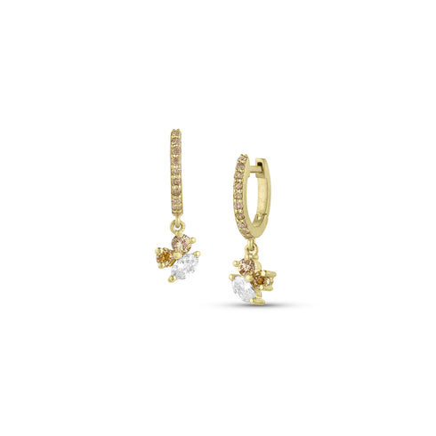 one of a kind diamond cluster earring in natural fancy diamonds of dark to light champagne hues<span class='visuallyhidden'>; shop help at 760-978-9297.</span>